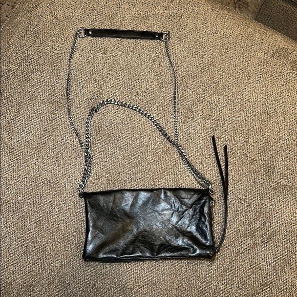 Zara Black Crossbody Bag with Silver Chain - Picture 3 of 6